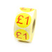 £1 Labels - Red Text on Yellow Labels. Ideal for retail. 32mm diameter.