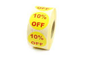 10% Off Promotional Labels - 40mm diameter