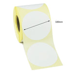100mm Diameter Circle, Direct Thermal Labels, Permanent adhesive. 2 Roll of 500 labels - 1,000 Labels