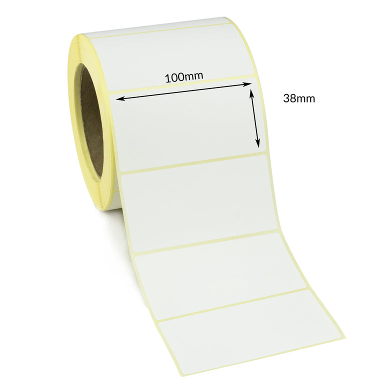 100 x 38mm Direct Thermal Labels - Economy. 5 Rolls of 4,000 - 20,000 Labels.