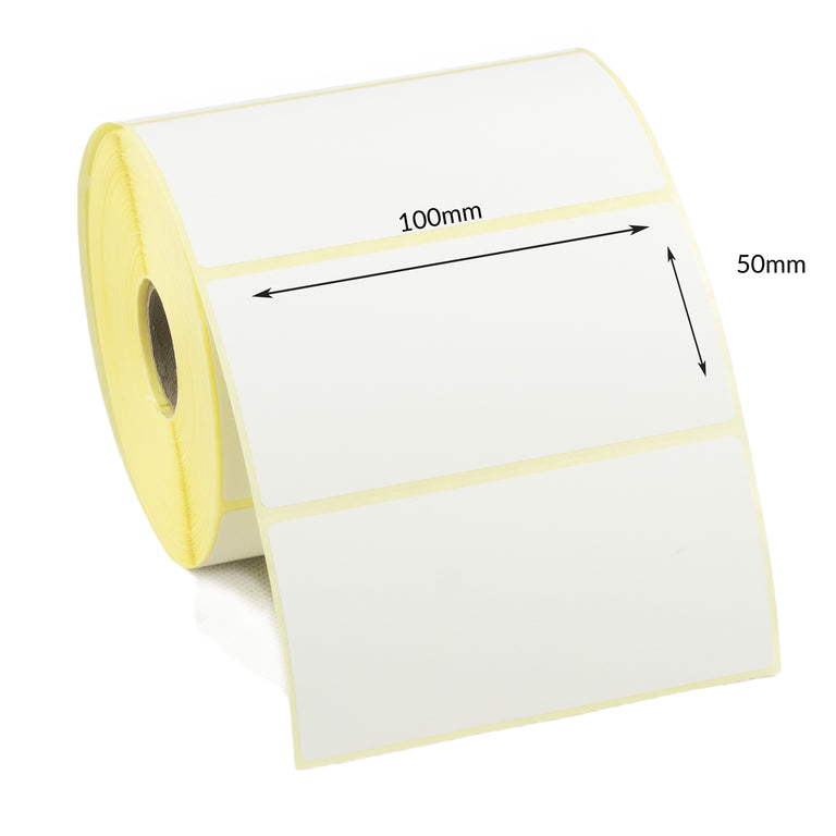100 x 50mm Direct Thermal Labels - Permanent Adhesive. 1 Roll of 1,000 Labels.