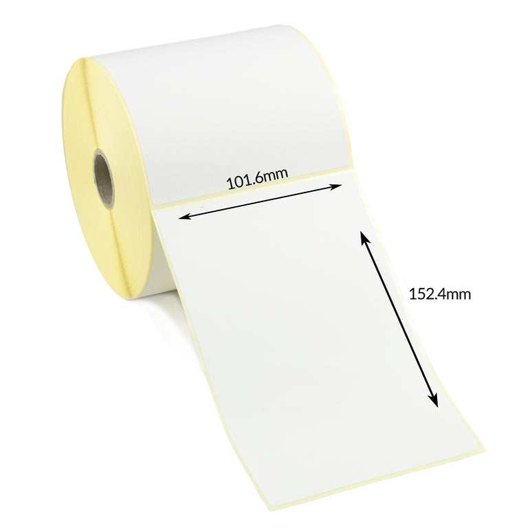 101.6 x 152.4mm (4” x 6”) Direct Thermal Labels – Economy – 12 Rolls of 500 – 6,000 Labels