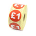 £1 Price Labels / Stickers - 40mm diameter - Red & White. 1,000 labels per roll.