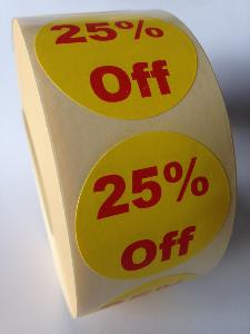 25% Off Promotional Labels - 40mm diameter