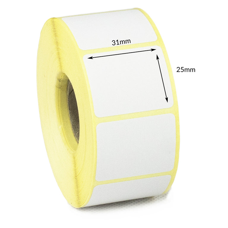 31mm x 25mmm Direct Thermal Labels, Permanent Adhesive. - 1 Roll of 2,500 Labels.