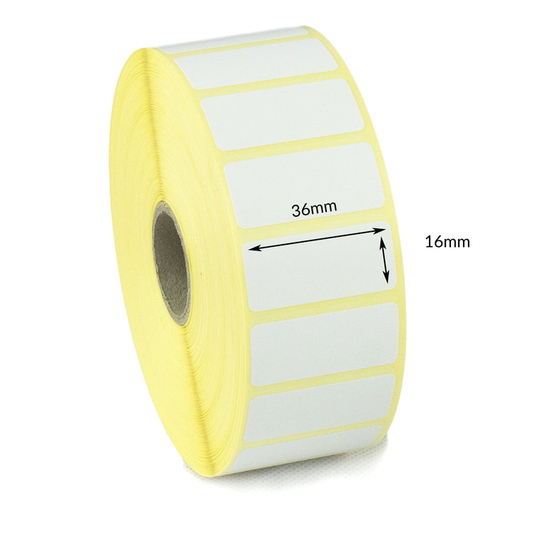 36 x 16mm Direct Thermal Labels - Economy. 5 Rolls of 2,000 - 10,000 Labels.