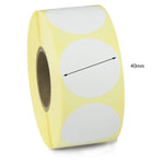 40mm Diameter Direct Thermal Labels, Permanent adhesive. 5 Rolls of 1,000 labels - 5,000 labels.