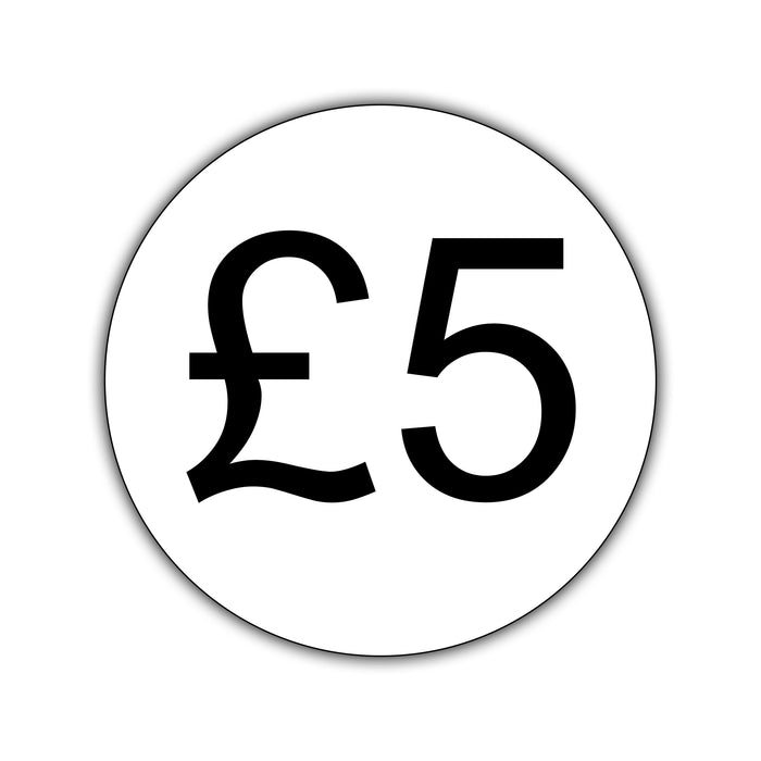 500 x 25mm Diameter, Printed Price Labels. Black Print / White Labels. Permanent adhesive.