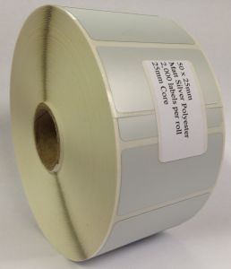 50 x 25mm Matt Silver Polyester Labels