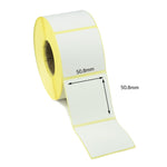 50.8mm x 50.8mm Direct Thermal Labels, Permanent adhesive. 1 Roll of 1,000 labels.