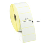 50mm x 25mm Direct Thermal Labels, Permanent adhesive. 1 Roll of 2,000 Labels.