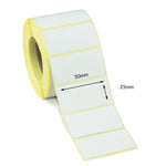 50mm x 25mm Direct Thermal Labels, Permanent adhesive. 6 Rolls of 2,000 labels - 12,000 labels.