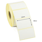 52mm x 38mm Direct Thermal Labels, Permanent adhesive. 10 Rolls of 1,000 labels - 10,000 labels.