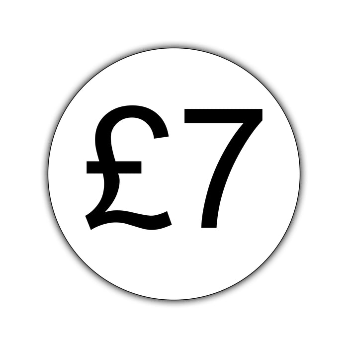 500 x 25mm Diameter, Printed Price Labels. Black Print / White Labels. Permanent adhesive.