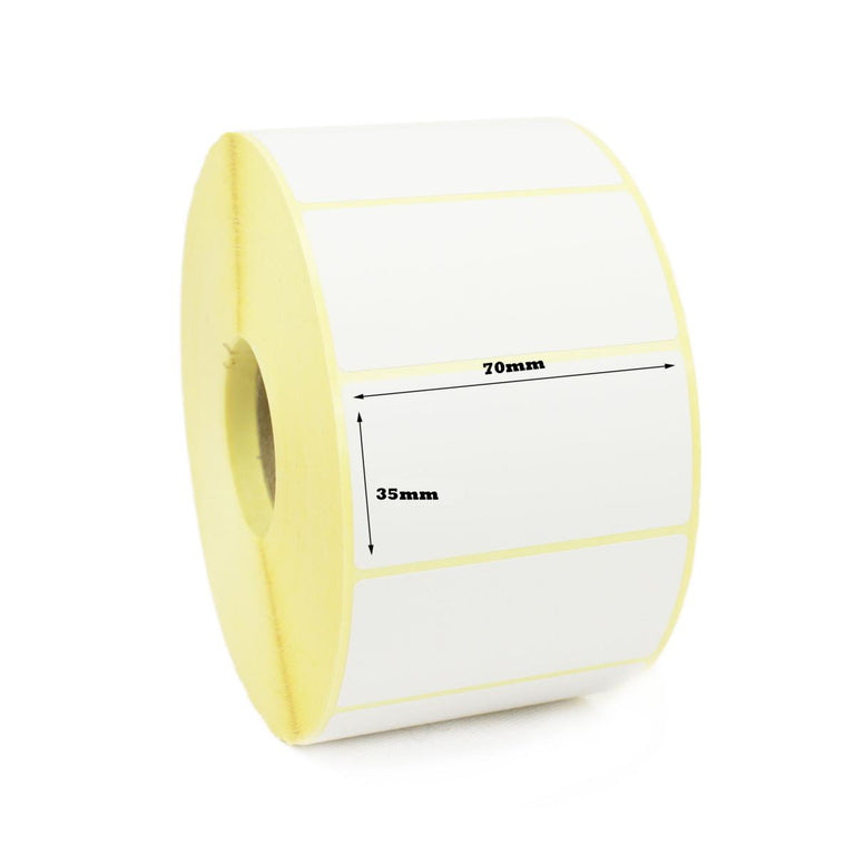 70 x 35mm Direct Thermal Economy Labels - 12 Rolls of 1,000 - 12,000 Labels.