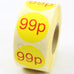 Printed 99p Labels - Red Text on Yellow Labels. Ideal for retail. 40mm diameter.