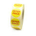 Offer Price Labels - Red Text on Yellow Labels. Ideal for retail. 40mm diameter.