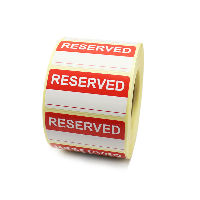 Reserved - 1 Line Labels - Printed retail labels. Red and White. 50 x 25mm