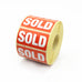 Sold Labels - Printed retail labels. Red and White. 50 x 25mm