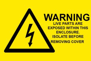 Warning Live Parts Are Exposed Electrical Safety Warning Labels - 76 x 51mm