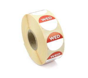 Wednesday Day Dot / Food labels / Stickers. 25 mm Diameter | CDM Labels